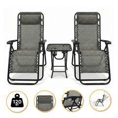 Комплект 2 раскладных кресел-шезлонга + столик Zero Gravity LEOBRO Plaid (LB-ZGT-F3-PLD) 22500115 фото
