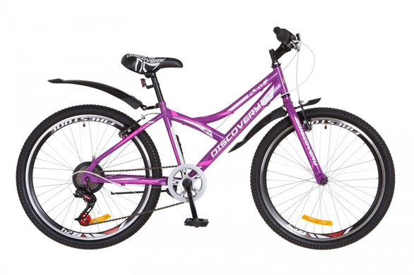 Велосипед 24 Discovery FLINT 14G Vbr рама-14 St фиолетово-белый (м) с крылом Pl 2018 1890382 фото