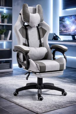 Кресло игровое Bonro B-146, серое, с выдвижной подставкой для ног 7001087 фото