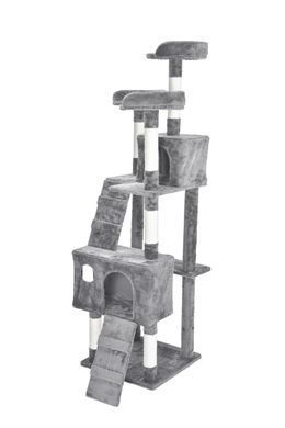 Игровой комплекс-когтеточка для кошек 170 см Bonro B-35 серый 7000922 фото