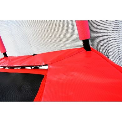 Батут Atleto 140 см шестиугольный с красной сеткой. 7000023 фото