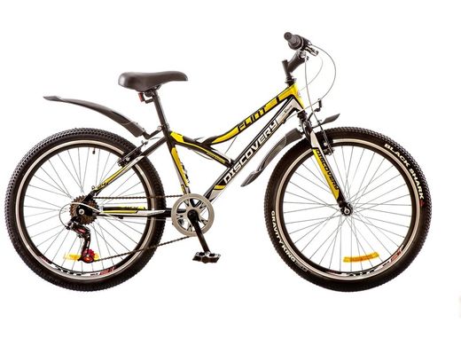 Велосипед 24 Discovery FLINT 14G Vbr рама-14 St чорно-біло-жовтий з крилом Pl 2017 1890010 фото