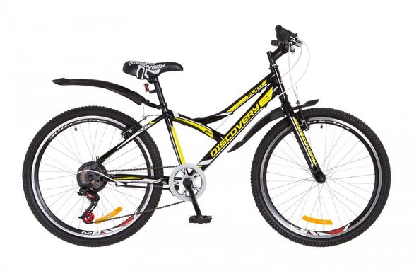 Велосипед 24 Discovery FLINT 14G Vbr рама-14 St черно-желтый с багажником зад St, с крылом St 2018 1890383 фото