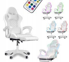 Игровое офисное вращающееся кресло с RGB-подсветкой и подставкой для ног SPARTA WHITE 20201068 фото