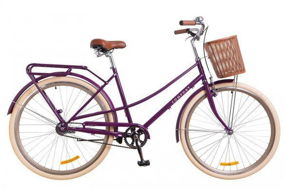 Велосипед 28 Dorozhnik COMFORT FEMALE 14G рама-19,5 St фиолетовый с багажником зад St, с крылом St, с корзиной Pl 2018 1890434 фото