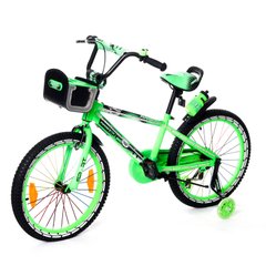 Велосипед двухколесный 20д 2086-20 салатовый со светящейся рамой и корзинкой