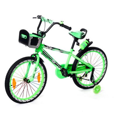 Велосипед двухколесный 20д 2086-20 салатовый со светящейся рамой и корзинкой 20500017 фото