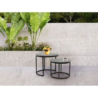 Журнальный столик круглый комплект 2 в 1 Bonro B-012 серый 7000601 фото