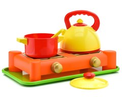 Детская игрушечная газовая плита 70408 с посудой 21300783 фото