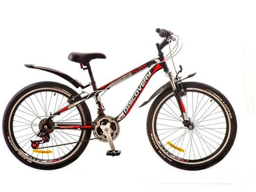 Велосипед 24 Discovery FLINT AM 14G Vbr рама-13 St чорно-біло-червоний з крилом Pl 2017 1890016 фото