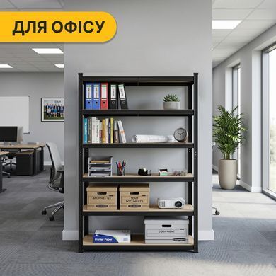 Стеллаж LEOBRO Premium Black 180 &times; 100 &times; 50 см, 200 кг/полку, 5 полок (LB-R129) 22500128 фото