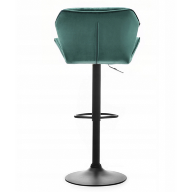 Барный стул со спинкой Bonro B-087 велюр зеленый с черным основанием. 7000610 фото