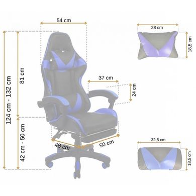Крісло геймерське Bonro B-810 синє з підставкою для ніг 7000214 фото