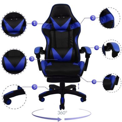 Кресло геймерское Bonro B-810 синее с подставкой для ног 7000214 фото