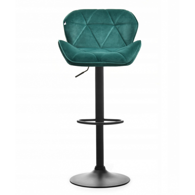 Барный стул со спинкой Bonro B-087 велюр зеленый с черным основанием. 7000610 фото