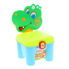 Детский конструктор для малышей (46 деталей) 3166A в чемодане-стульчике (Динозаврик зелёный) 21303506 фото