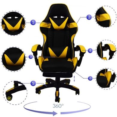 Крісло геймерське Bonro B-810 жовте з підставкою для ніг 7000215 фото