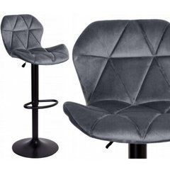 Барный стул со спинкой Bonro Bn-087 велюр серый (черное основание) 7000612 фото