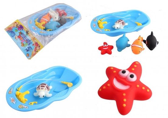 Игрушки для купания "Морской мир" с ванночной в пакете 605-4 21301337 фото